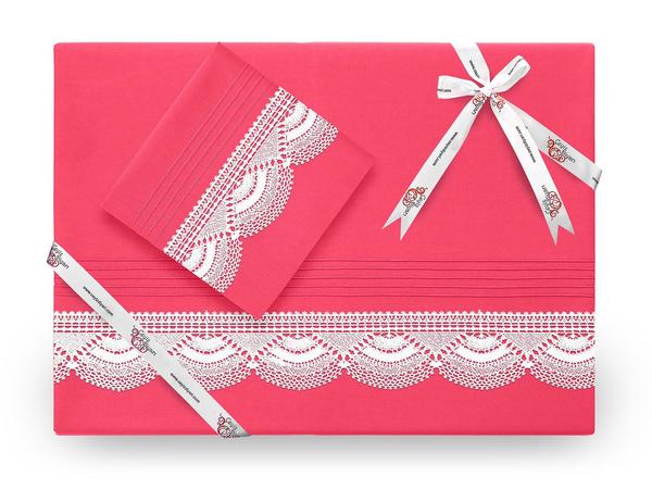 Kula Bettbezug-Set mit gerippter Nadelspitze Granatapfelblume