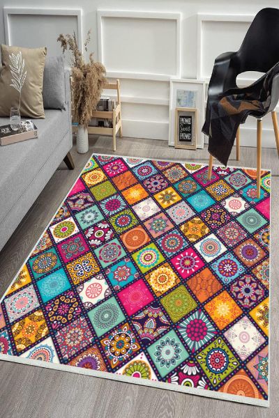 Birkilim Yıkanabilir Dekoratif Halı İpeksi Kaymaz Taban | MLN-IP-HS-535