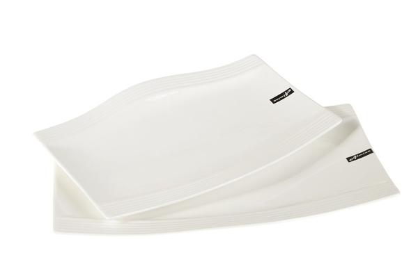 Almina 2 Parça Servis Kase Tabak Seti Dalgalı Form | Beyaz | AL-7023