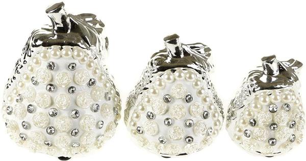 Burcu 3'lü İnci Süslemeli Dekoratif Biblo Armut Figür | BC-5112