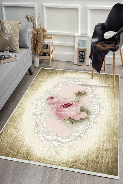 Birkilim Yıkanabilir Dekoratif Halı İpeksi Kaymaz Taban | MLN-IP-HS-516