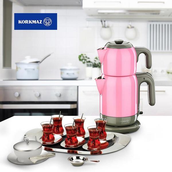 Korkmaz | Demtez | Elektrischer Teekocher | 2,7 lt | Pink | A369-02