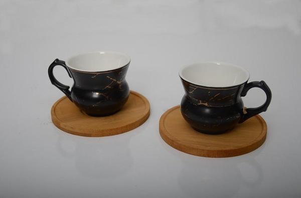 Bayev Damar Desen 2 Kişilik Fincan Takımı Ve Ahşap Altlığı 101230-18-