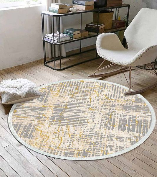 Birkilim Yuvarlak Yıkanabilir Dekoratif Halı İpeksi Kaymaz Taban | MLN-IP-YU-HT-035