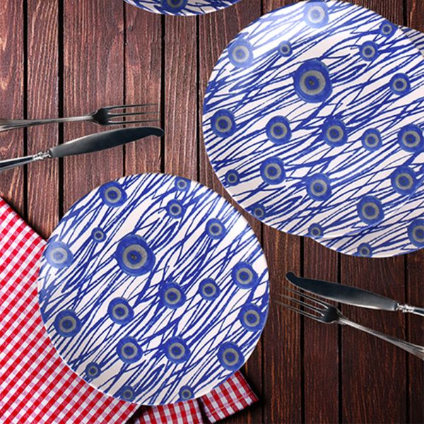Nazar Boncuğu Mavi Servis Tabağı 25 Cm 6 Adet - 18204 | Keramika