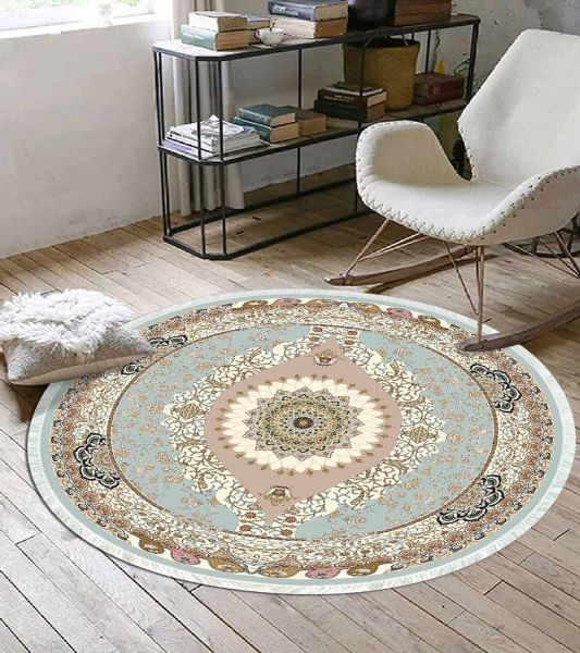 Birkilim Yuvarlak Yıkanabilir Dekoratif Halı İpeksi Kaymaz Taban | MLN-IP-YU-HK-030