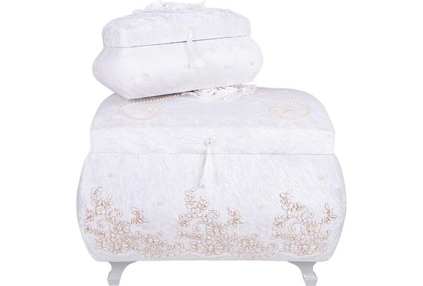 Dekonaz 2'li Dantel İnci Süslemeli Çeyiz Sandığı By-sdk-0001