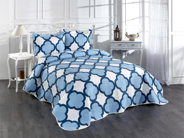 Belenay Baskılı Çift Kişilik Kapitone Yatak Örtüsü - Bubblin V-1 Lacivert