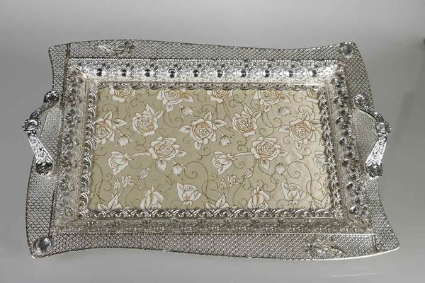 Bavary Servis Tepsisi Oryantal Çiçek Altın