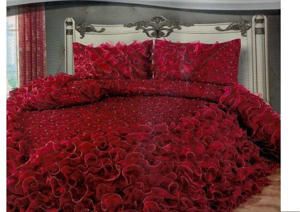 Saten Yatak Örtüsü Seti Gelincik Deluxe Çift Kişilik Bordo