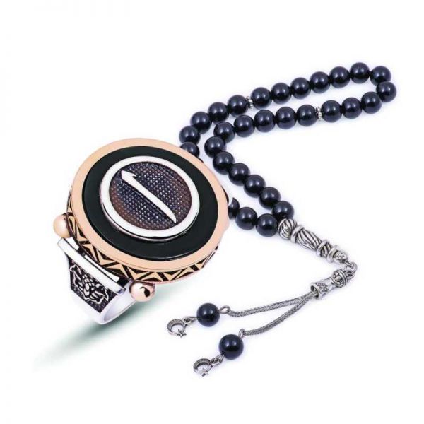 Gümüş Abanoz Taşlı Elif Erkek Yüzük