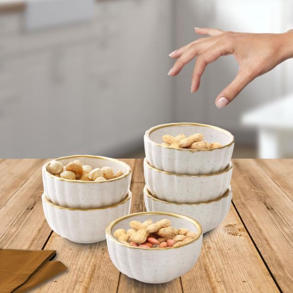 Fatih 6 Stück Golf Keksschale aus Keramik mit weißer Soße