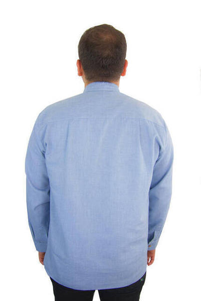 Erkek Keten Gömlek - Mavi Renk