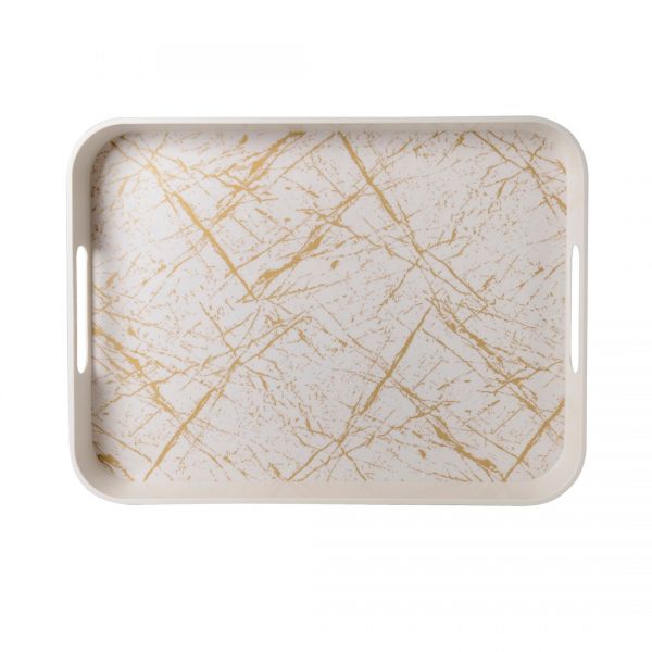 35x44 سم نقش رخام ذهبي غير منزلق صينية ميلامين | حرير- FRM904A