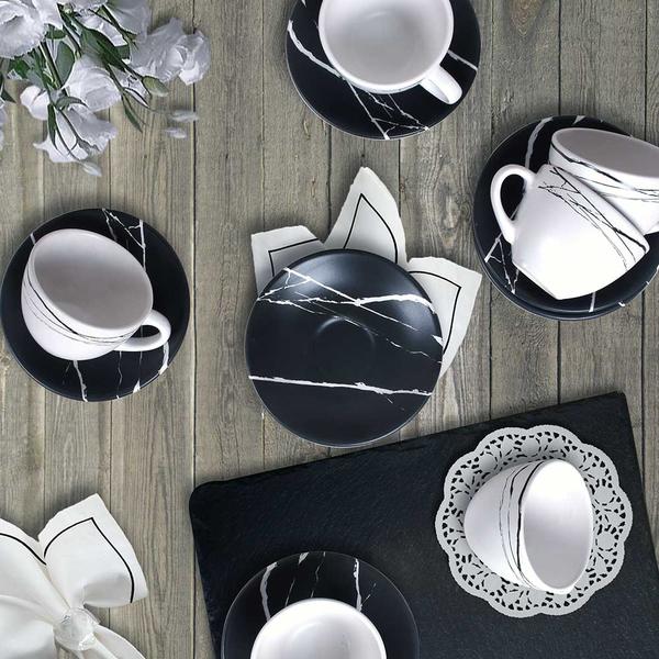 طقم شاي رخام 6 قطع 12 قطعة - 17950-17951 | كيراميكا