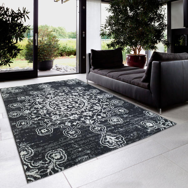 Siela | Senyo Collection | İşlemeli Halı | Gri | 2203-Gray