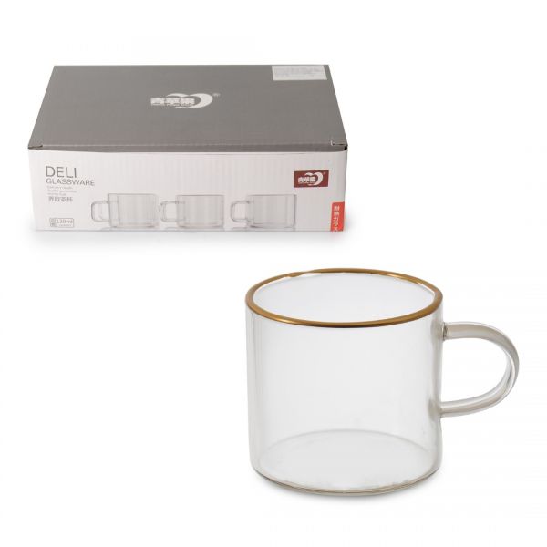 GPB11 BOROSILIKAT CAM MET.ALTIN 6LI MINI KUPA 130 ML |IPEK-13512MA