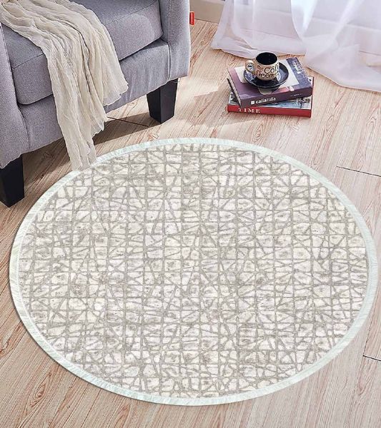 Birkilim Yuvarlak Yıkanabilir Dekoratif Halı İpeksi Kaymaz Taban | MLN-IP-YU-HT-445