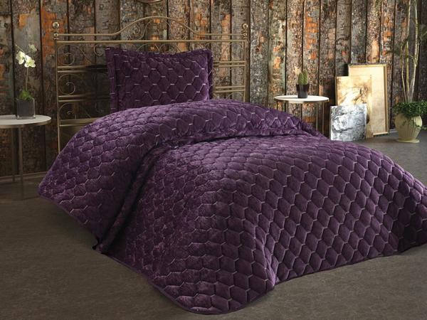 Lima Velvet Filled Single Bedspread Plum