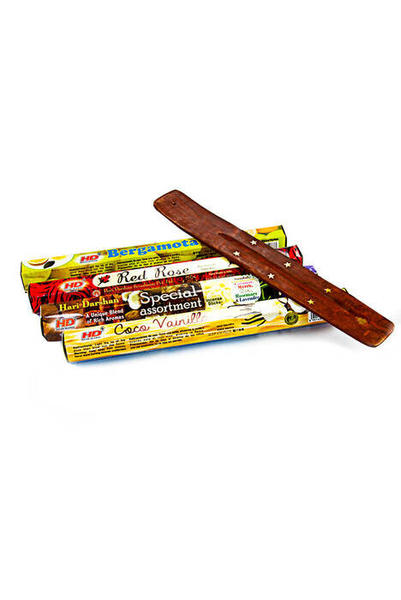 Hari Darshan Tütsü - Kayık Hediyeli - Vanilya - Karışık - Kırmızı Gül - Bergamot