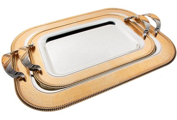 Bavary İkili Elegance Tepsi Yüksek Kalite | Gümüş Altın | By-2214el-2sg-mh65g