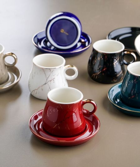6Lı Porselen Kahve Fincan Takımı