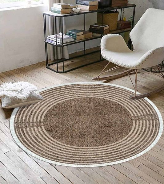 Birkilim Yuvarlak Yıkanabilir Dekoratif Halı İpeksi Kaymaz Taban | MLN-IP-YU-HY-1241