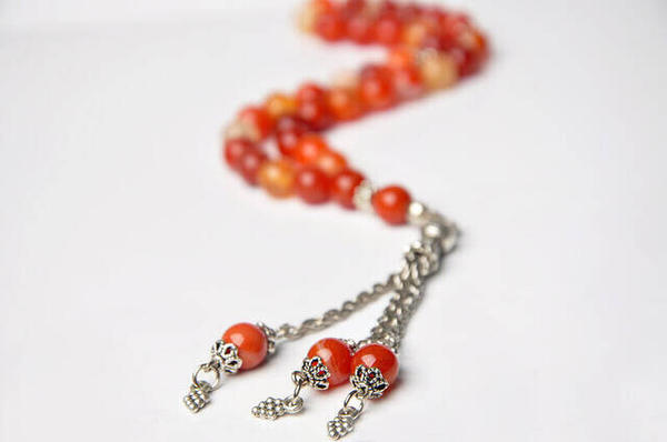 Chapelet en pierre d'agate polie veinée