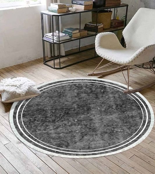 Birkilim Yuvarlak Yıkanabilir Dekoratif Halı İpeksi Kaymaz Taban | MLN-IP-YU-SD-245