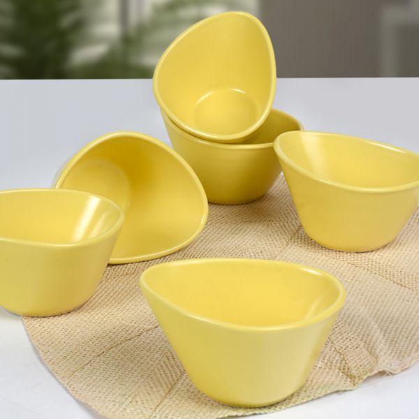 Mat Sarı Miska Çerezlik 12 Cm 6 Adet | Keramika