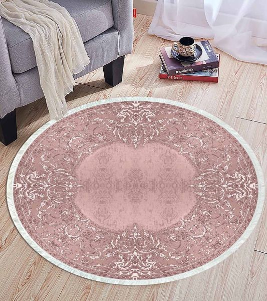 Birkilim Yuvarlak Yıkanabilir Dekoratif Halı İpeksi Kaymaz Taban | MLN-IP-YU-HT-349