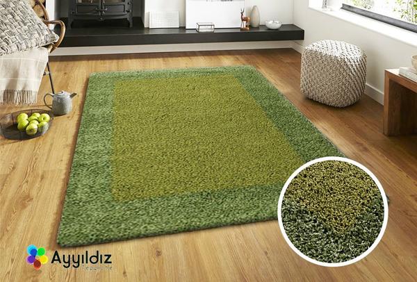 Ayyildiz Life Shaggy Çerçeveli Halı 100% PP Shaggy 30mm 2000gr | Yeşil | 1503Green