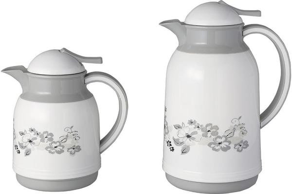 Bavary 2'li Termos Seti Büyük 1L Küçük 0.5L Desenli Beyaz | Gri