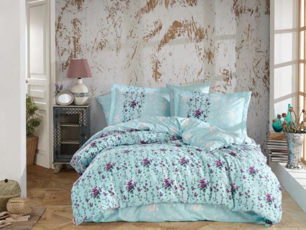 Claudia Doppel-Bettbezug-Set Türkis