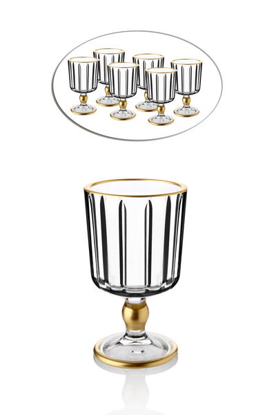 6 Adet Yaldızlı Ayaklı Kahve Yanı Su Bardağı