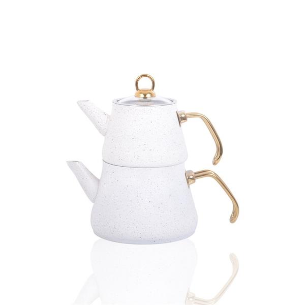 Bayev Metal Saplı Granit Çaydanlık 200469 - BEYAZ