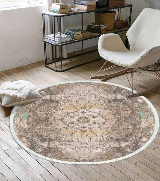 Birkilim Yuvarlak Yıkanabilir Dekoratif Halı İpeksi Kaymaz Taban | MLN-IP-YU-HT-137