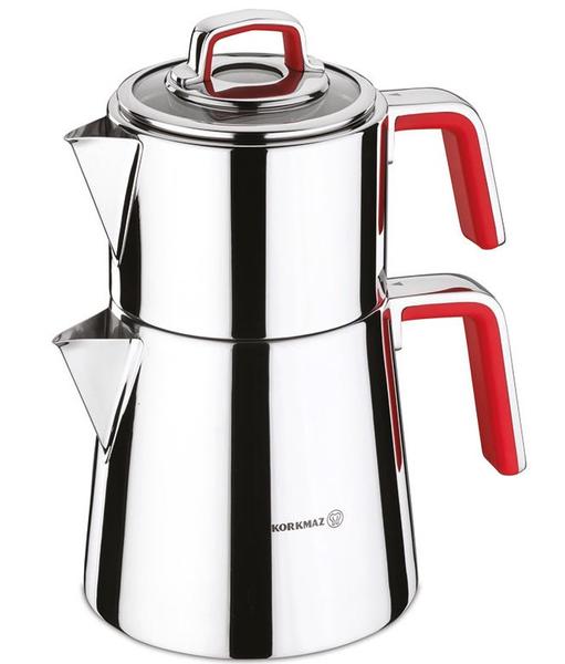 Korkmaz Vertex Çaydanlık Paslanmaz Çelik 3.1 Litre | İndüksiyon | Kırmızı | A081-01