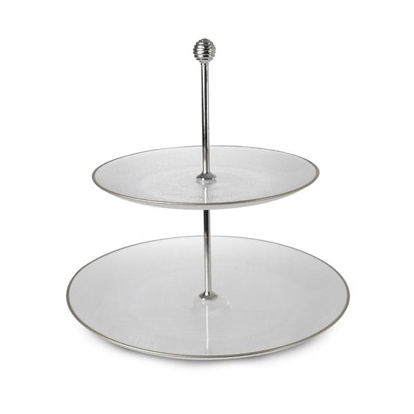 İpek | Gümüş Kumaş 2 Katlı Cam Tabak 21-28 cm | 17857-17856