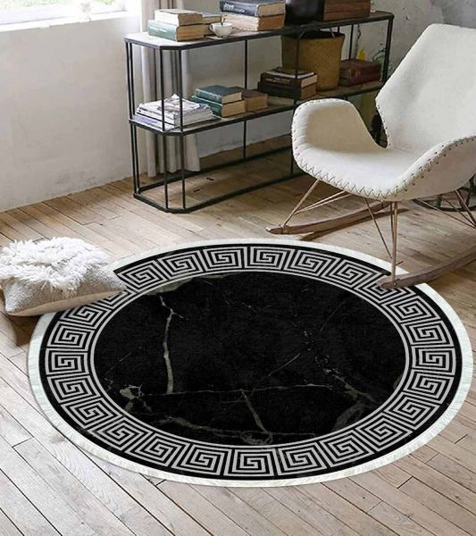 Birkilim Yuvarlak Yıkanabilir Dekoratif Halı İpeksi Kaymaz Taban | MLN-IP-YU-HT-162