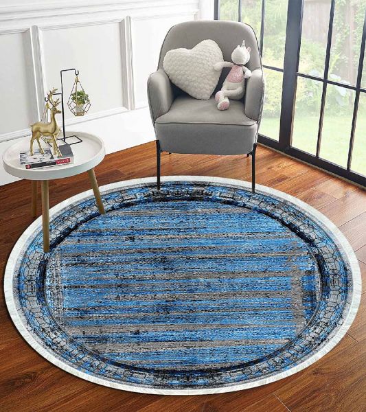 Birkilim Yuvarlak Yıkanabilir Dekoratif Halı İpeksi Kaymaz Taban | MLN-IP-YU-HT-966