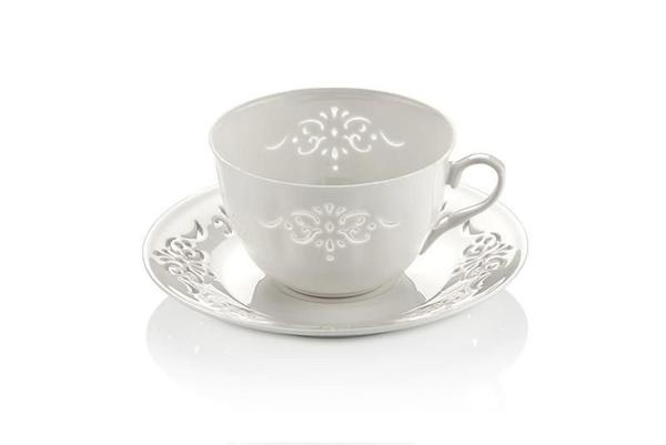 Neva Palace Dantels Çay Takımı | Beyaz | 6 Kişilik | 12 Parça | N608