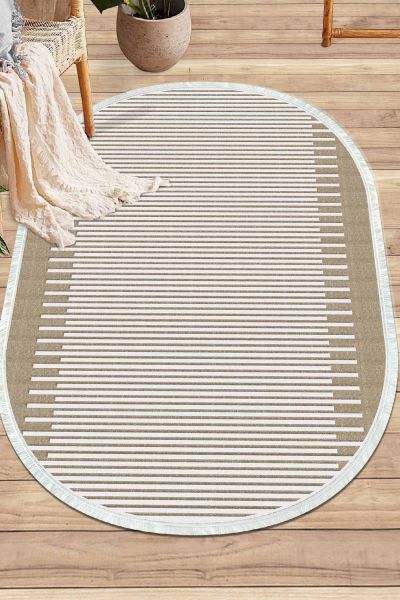 Birkilim Oval Yıkanabilir İpeksi Kaymaz Taban Dekoratif Halı | MLN-IP-O-SD-319