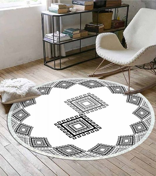 Birkilim Yuvarlak Yıkanabilir Dekoratif Halı İpeksi Kaymaz Taban | MLN-IP-YU-HS-503