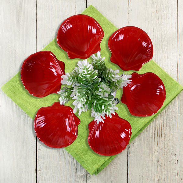 Mini moules rouges à grignoter / bol à sauce 8 Cm 6 pièces | Keramika