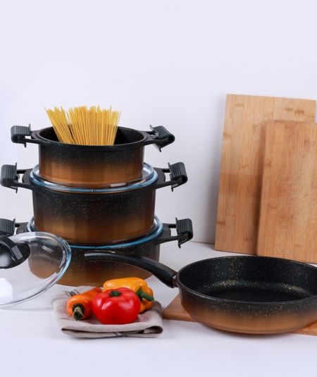 مطبخ اكار | كاست برستيج طقم جرانيت زمردي 7 قطع