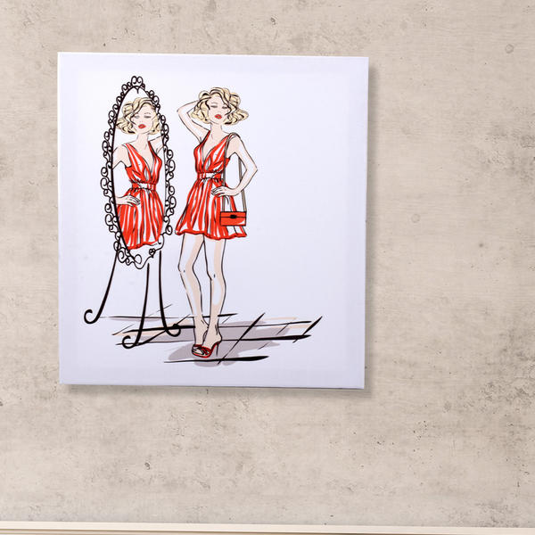 Havalı Kadınlar Lady Mirror Kanvas Tablo 40 x 45 Cm | K+