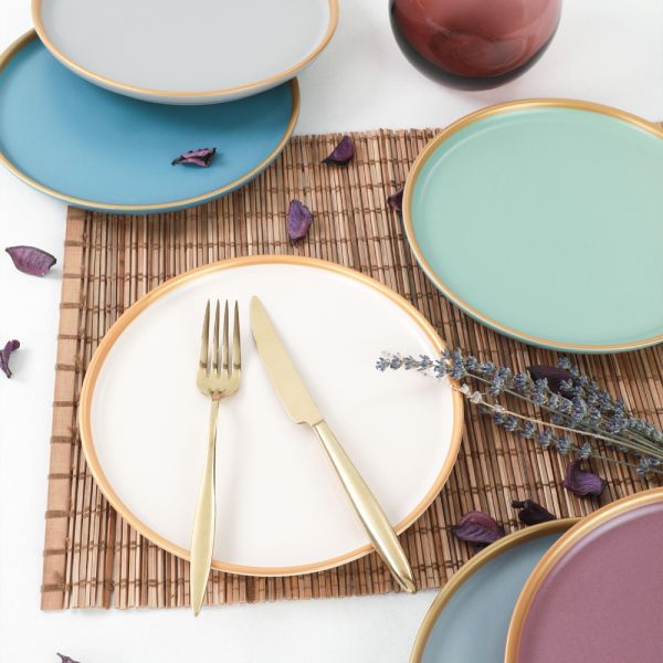 Nordic Rainbow Gold Pasta Tabağı 22 Cm 6 Adet - 624/995 | Keramika