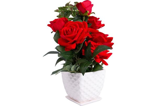 Dekonaz Dekoratif Çiçek Seramik Saksılı | Kırmızı | Sas-0002