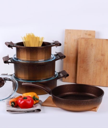 مطبخ اكار | كاست برستيج طقم 7 قطع من الجرانيت البني